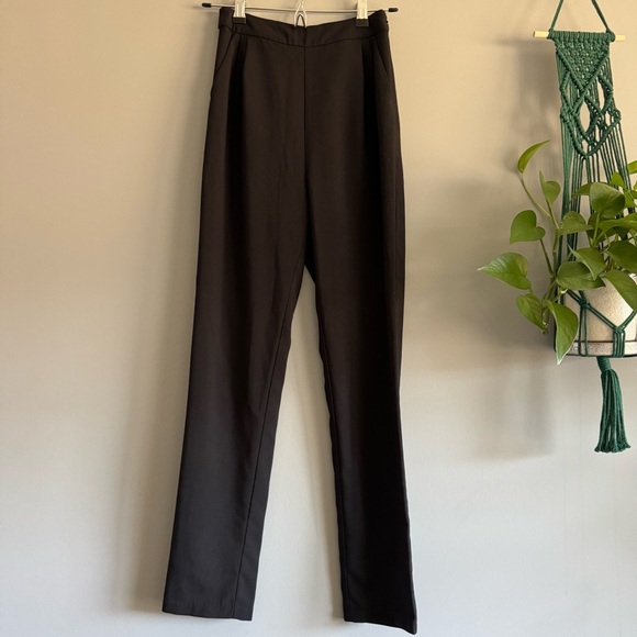 NWOT Lulus Kick It Black High-Waisted Trouser Pants, XS - Picture 4 of 7